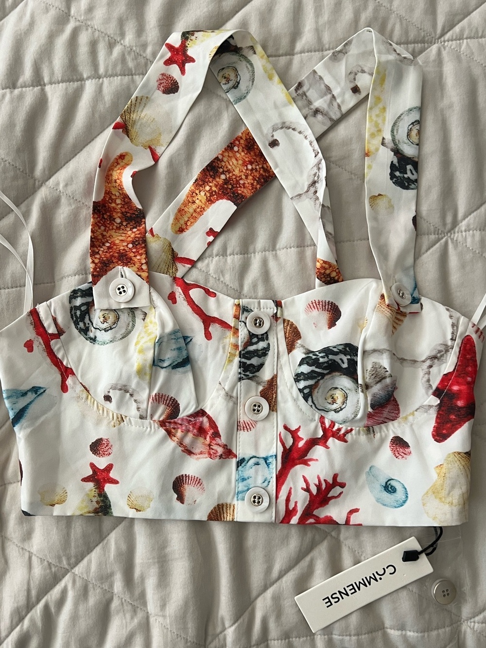 Commense White Seashell-Print Top small - new with tags